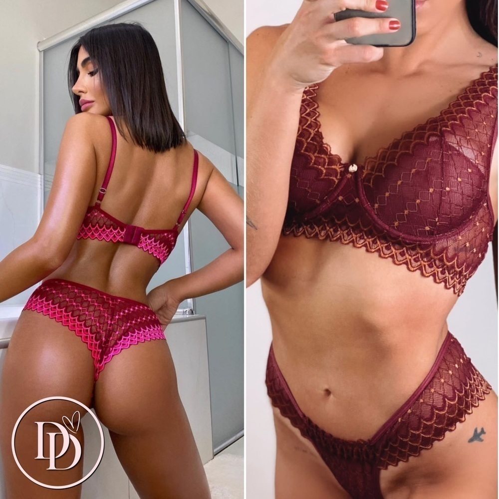 Sunset Plunge lace bra & cheeky panty set